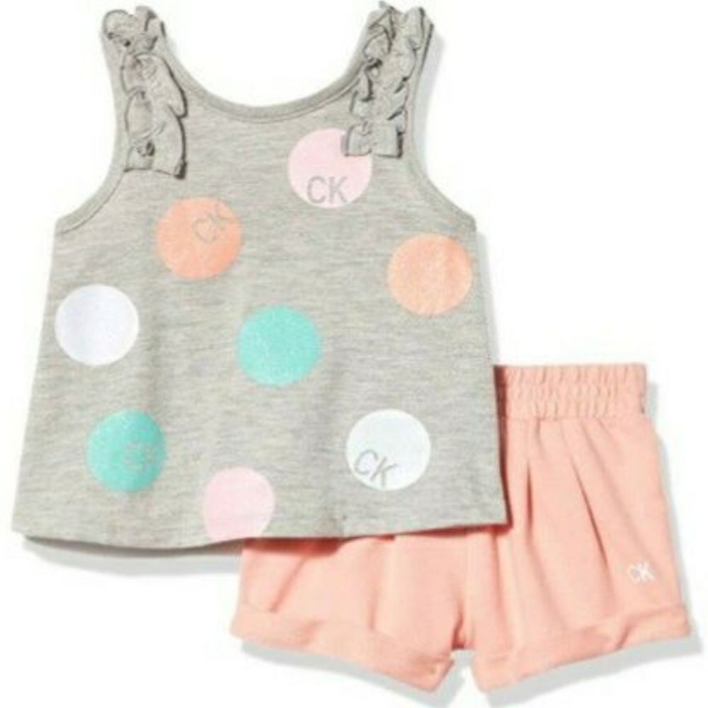 New! Calvin Klein Kids' 2-piece Girls Outfit Set Gray pink select size 5 6 nwt!